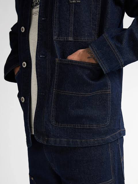GIACCA UOMO IN DENIM WORKER PETROL INDUSTRIES – BLU