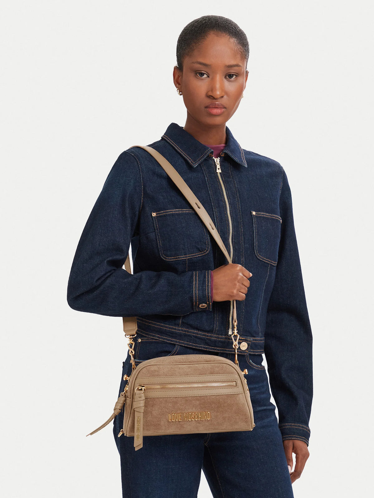 BORSA DONNA LOVE MOSCHINO TRACOLLA ZIP IN VELOUR