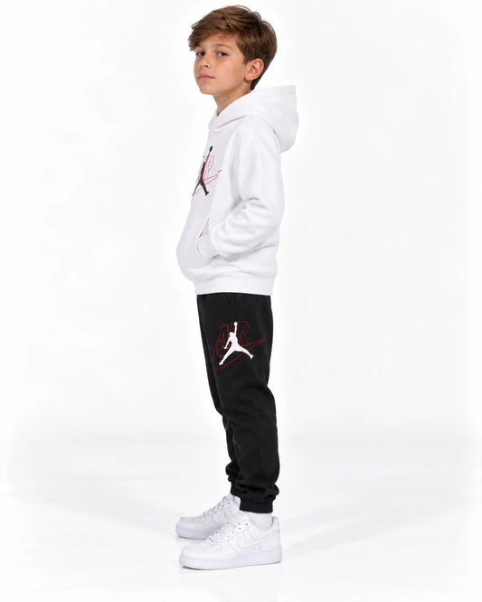 TUTA BAMBINO JORDAN SWOOSH FLEECE SET – BIANCO/NERO