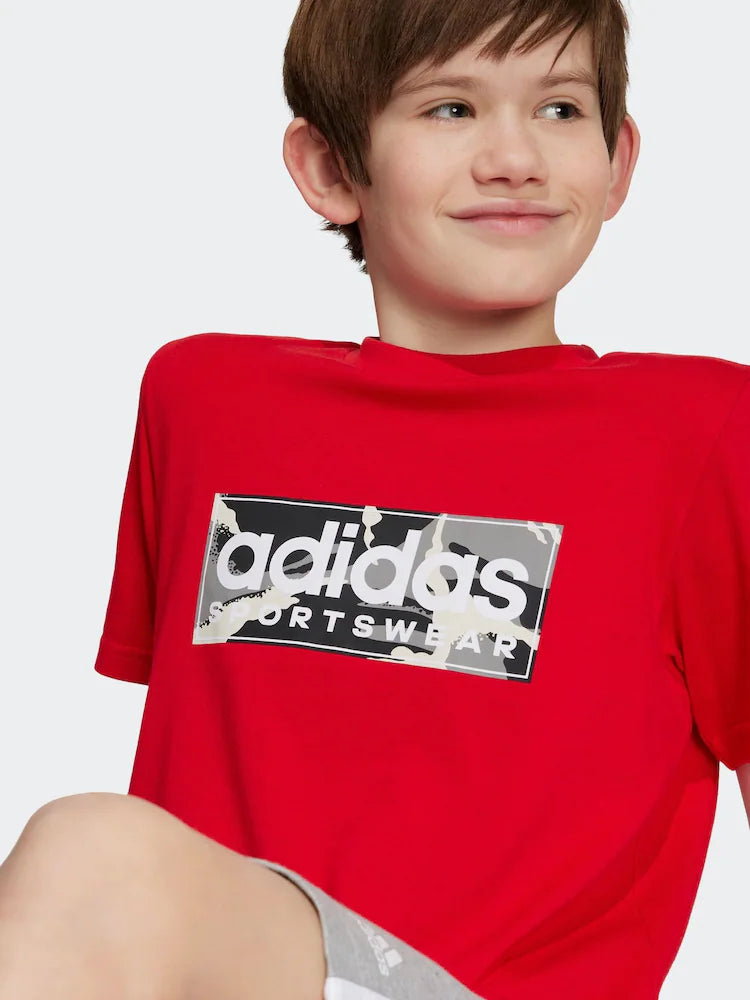 T-SHIRT KIDS LINEAR GRAPHIC CAMO