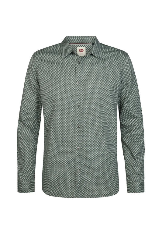 CAMICIA UOMO SLIM FIT IN COTONE ELASTICIZZATO PETROL INDUSTRIES – MICRO FANTASIA ALL-OVER