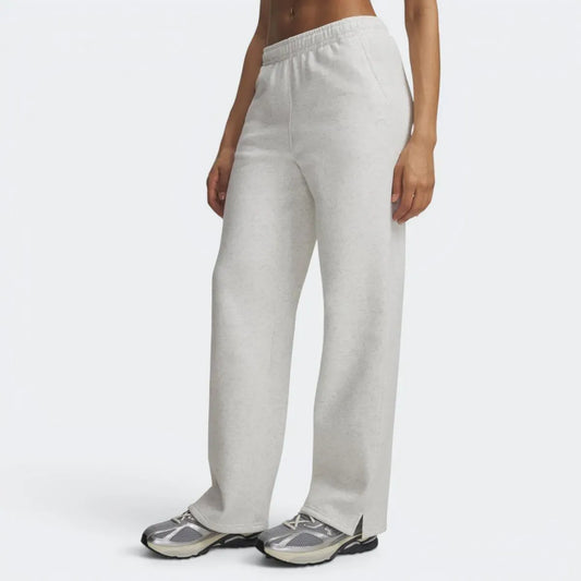 PANTALONI TUTA DONNA UNDER ARMOUR FLEECE GAMBA DRITTA CON SPACCO – GRIGIO CHIARO ERICA / BIANCO