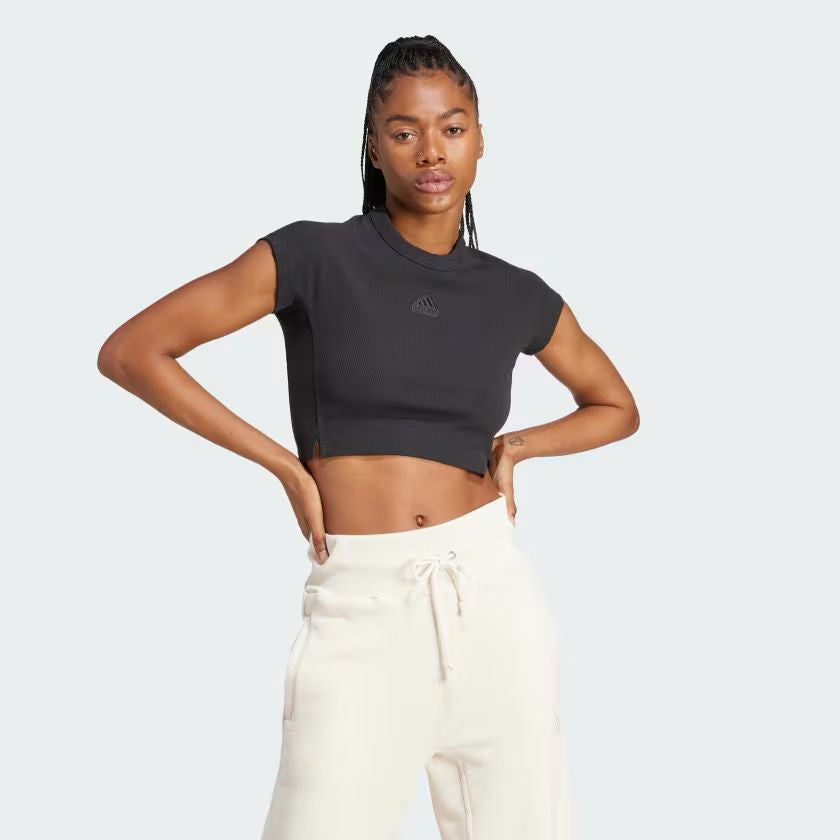 T-SHIRT LOUNGE RIBBED CROP