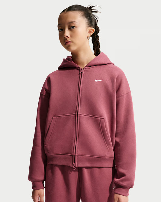 FELPA RAGAZZA NIKE STUDIO FLEECE CROP FULL ZIP – ROSA SMOKE