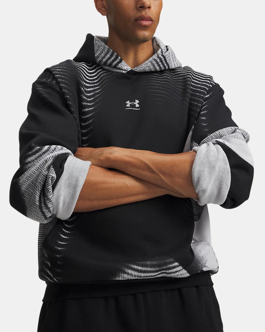 FELPA UOMO UNDER ARMOUR ICON FLEECE PRINTED IN MISTO COTONE – NERO