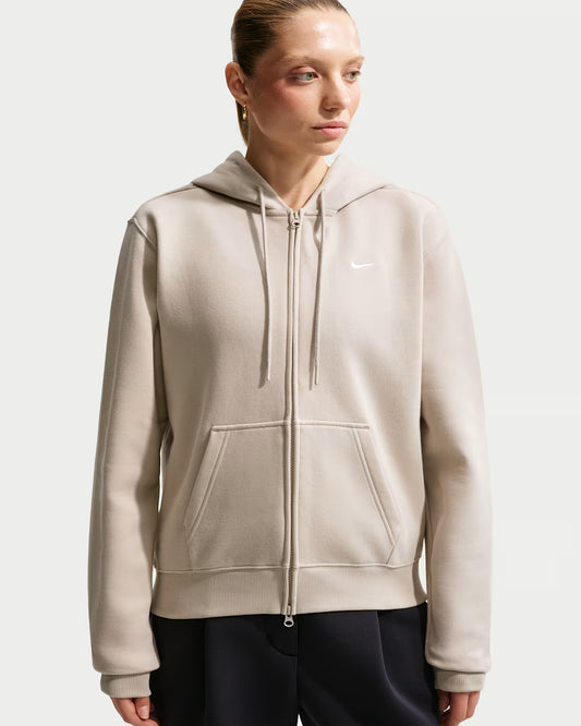 FELPA DONNA NIKE STUDIO FLEECE FULL-ZIP – BEIGE