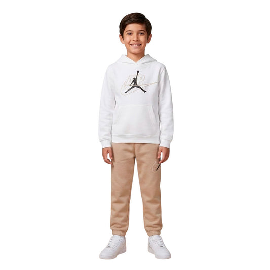 TUTA BAMBINO JORDAN SWOOSH FLEECE SET – BIANCO/BEIGE
