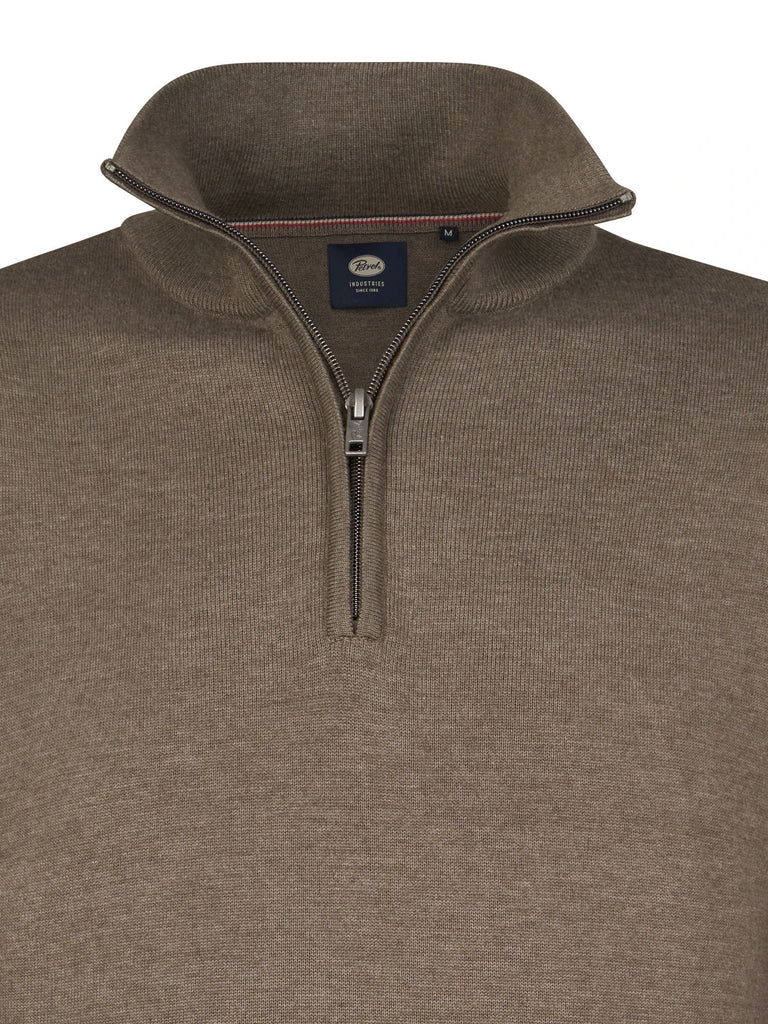 MAGLIONCINO UOMO MEZZA ZIP IN COTONE PETROL INDUSTRIES – NOCCIOLA