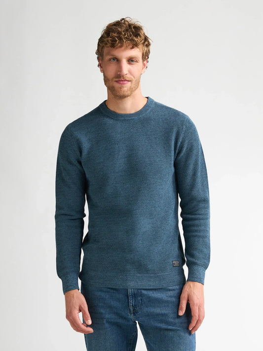 MAGLIA UOMO GIROCOLLO IN COTONE LEGGERO TESTURIZZATO PETROL INDUSTRIES REGULAR FIT – STORM BLUE