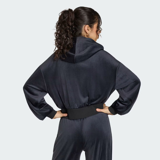 GIACCA CON ZIP DONNA ADIDAS ESSENTIALS VELOUR – NERO - foto 2