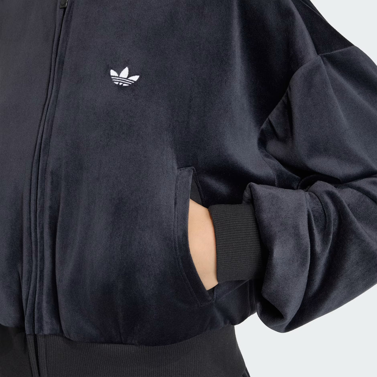 GIACCA CON ZIP DONNA ADIDAS ESSENTIALS VELOUR – NERO - foto 6