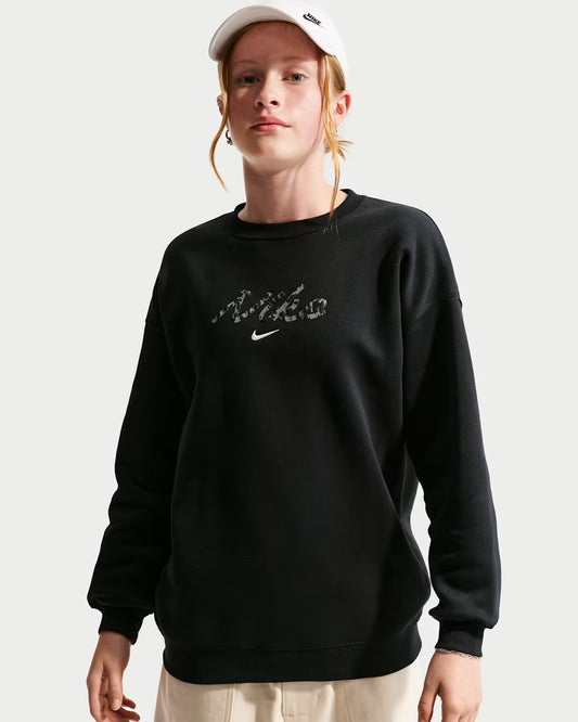 FELPA RAGAZZA NIKE STUDIO FLEECE OVERSIZED – NERO