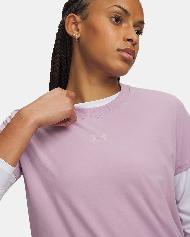 T-SHIRT DONNA UNDER ARMOUR RIVAL CORE – LILLA