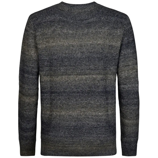 MAGLIA UOMO GIROCOLLO IN COTONE RICICLATO PETROL INDUSTRIES EFFETTO MÉLANGE – ROYAL NAVY