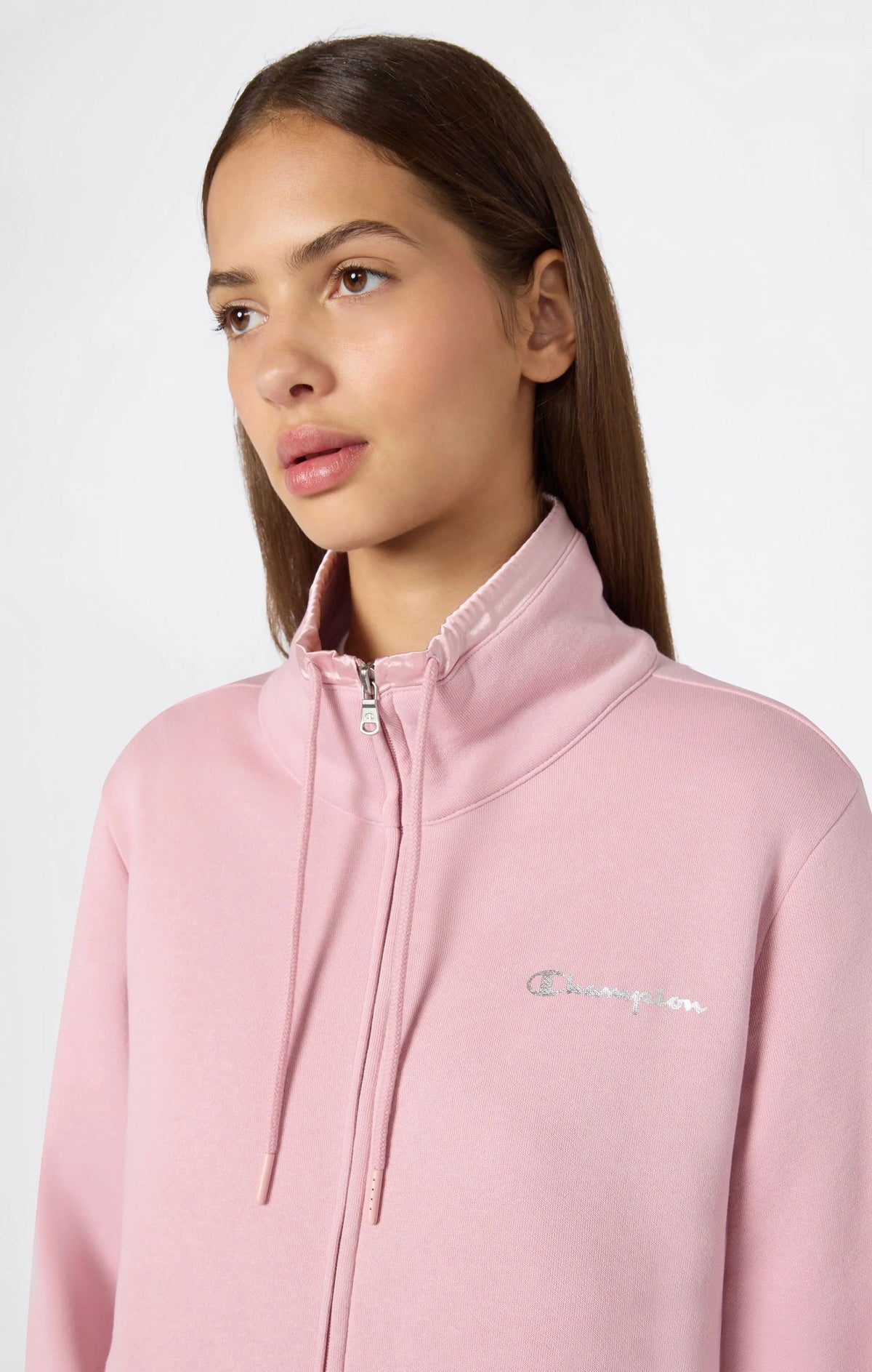 TUTA DONNA CHAMPION COLLO ALTO FELPATA – ROSA/NERO