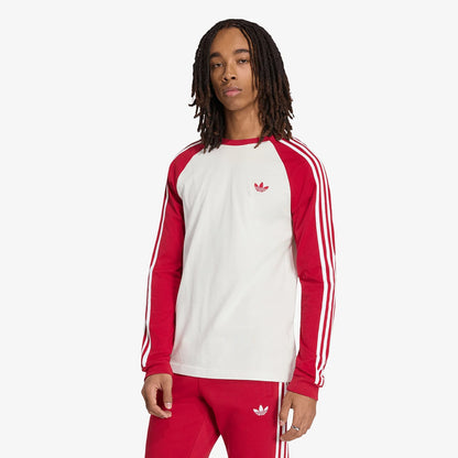 MAGLIA UOMO ADIDAS ORIGINALS 3-STRIPES MANICA LUNGA – BIANCO ROSSO