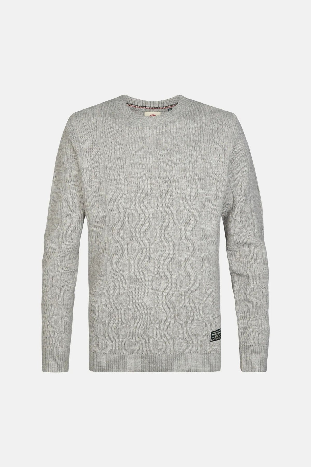 MAGLIONE UOMO GIROCOLLO IN MAGLIA PETROL INDUSTRIES BASIC – LIGHT GREY MELEE