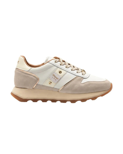 SNEAKERS DONNA BLAUER MILLS01 IN PELLE E SUEDE – CREMA