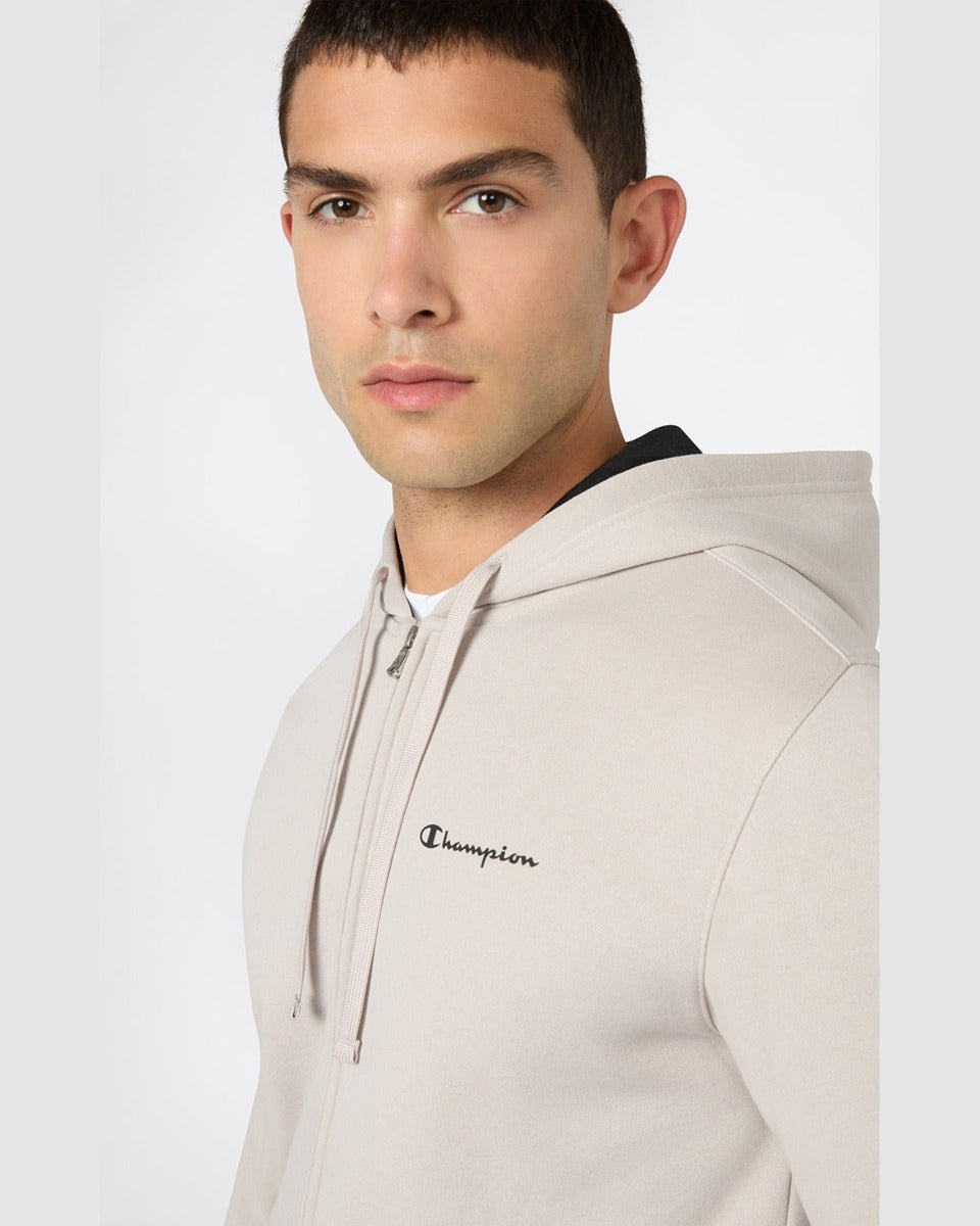TUTA UOMO CHAMPION CAPPUCCIO FELPATA – BEIGE/NERO