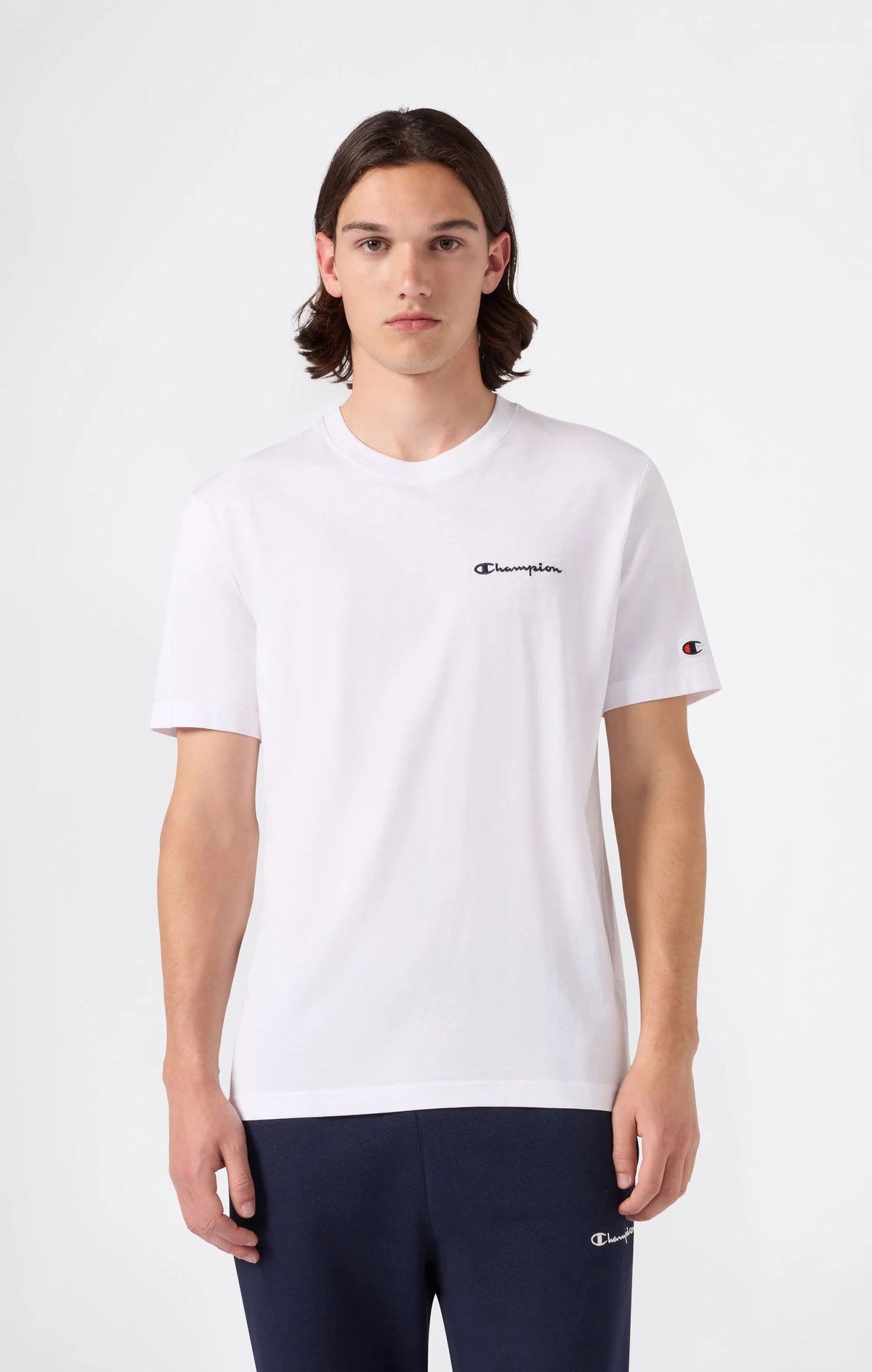 T-SHIRT UOMO CHAMPION ICONS LOGO RICAMATO – BIANCO