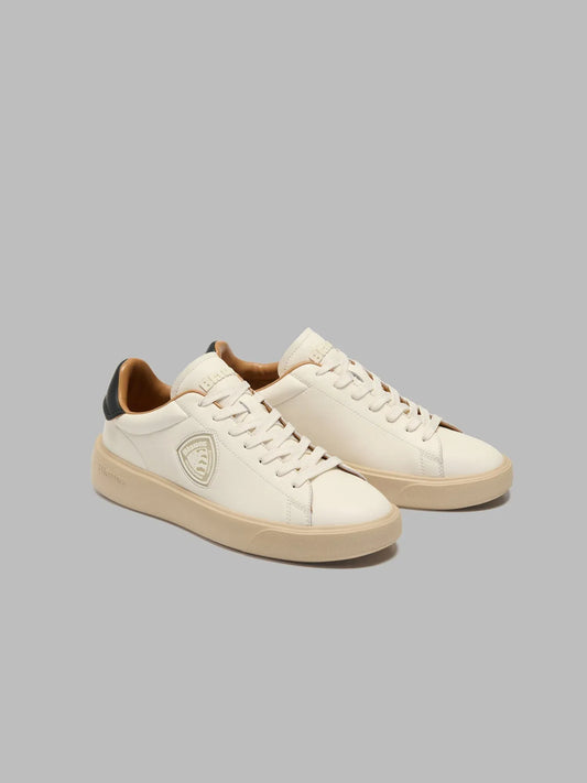 SNEAKERS UOMO BLAUER BUCK14 LEA IN PELLE – BIANCO CREMA