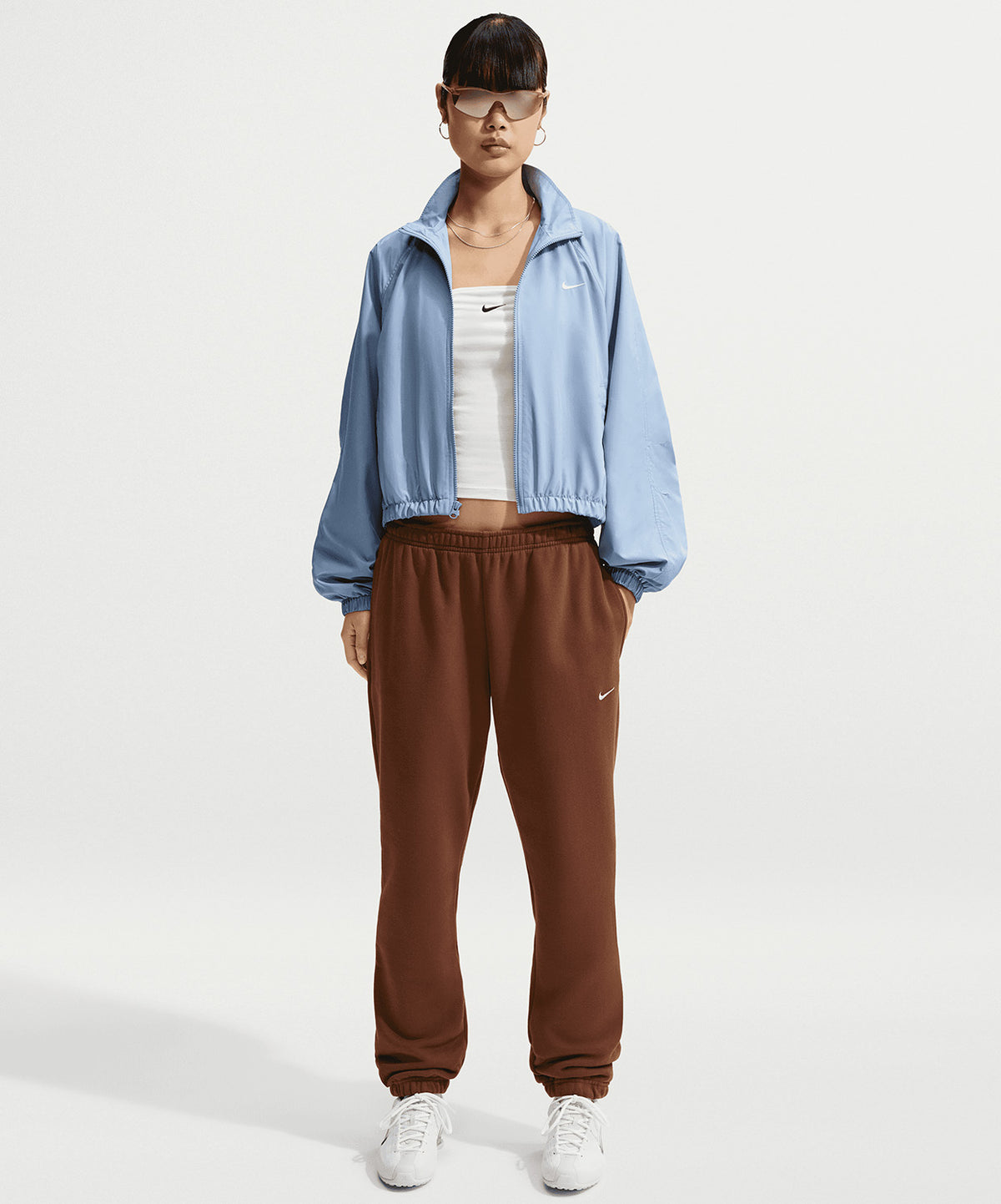 PANTALONI TUTA DONNA NIKE STUDIO LOGO FLEECE – MARRONE