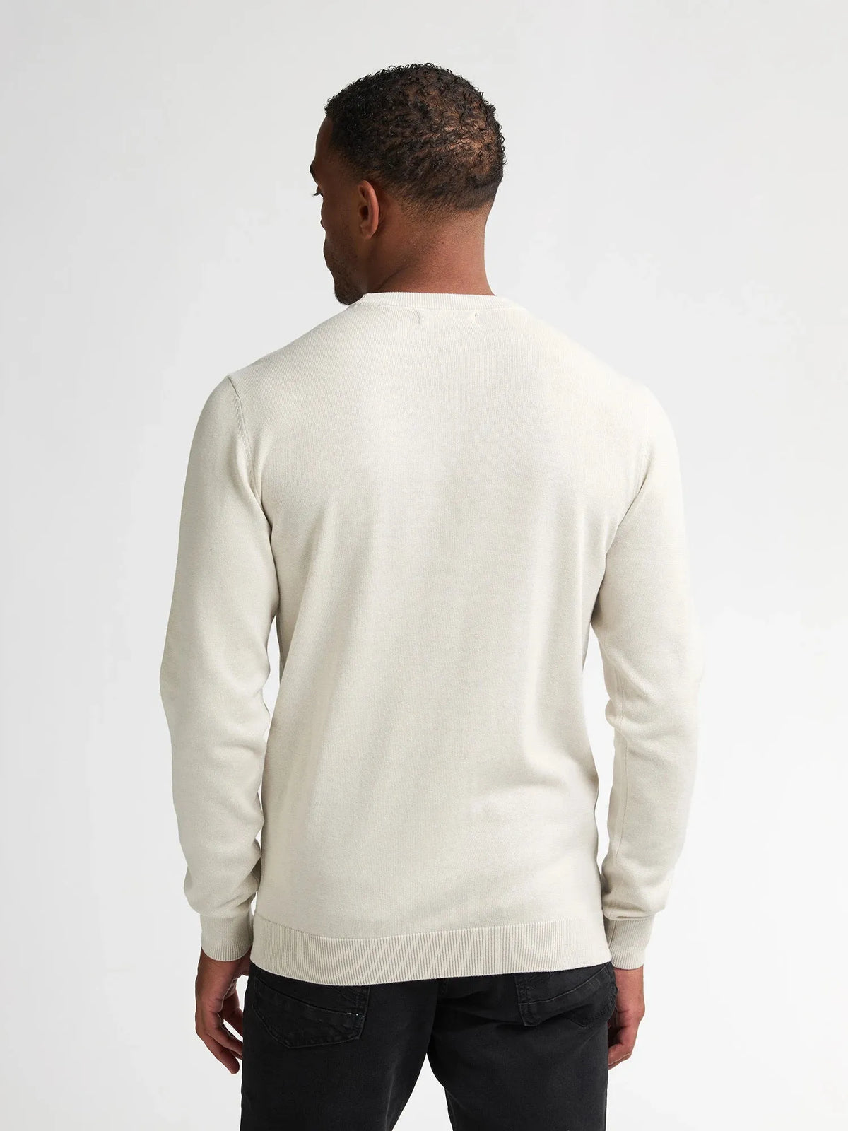 MAGLIONE UOMO GIROCOLLO IN MAGLIA FINE ANTIQUE WHITE MELEE PETROL INDUSTRIES – REGULAR FIT