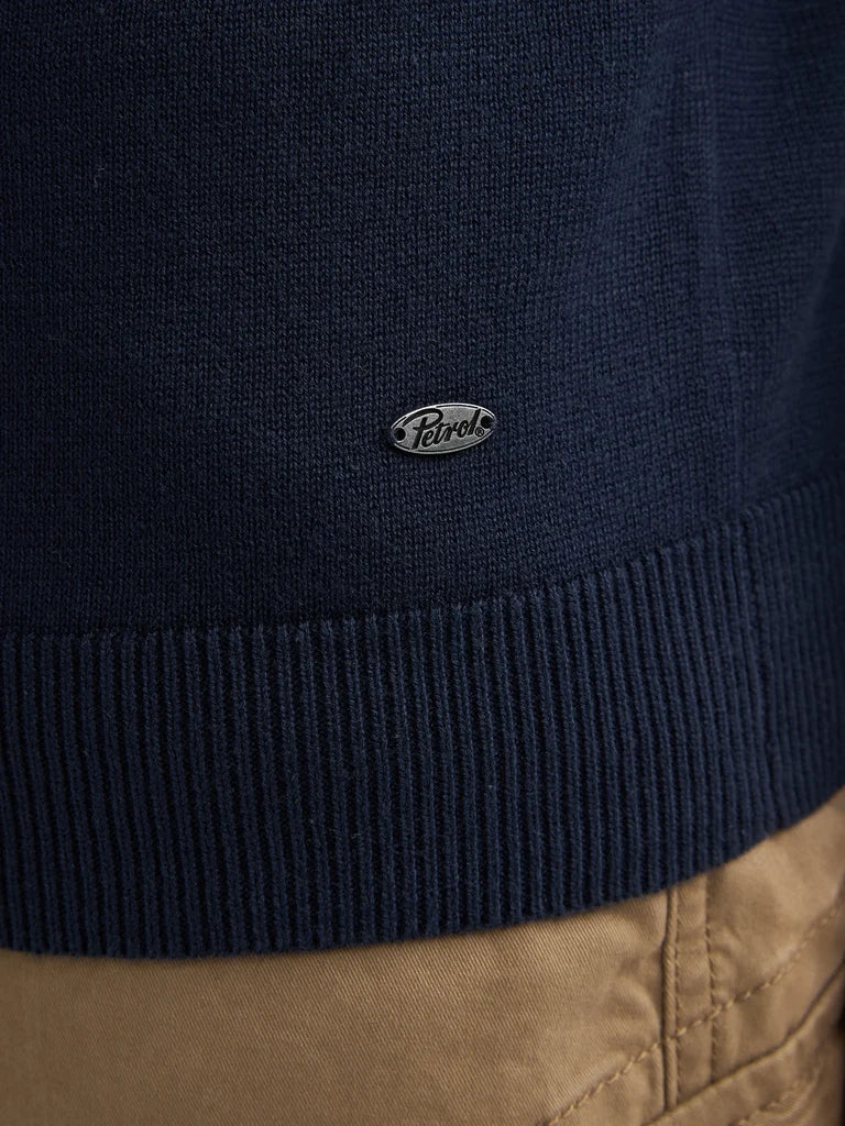 MAGLIONE UOMO GIROCOLLO IN MAGLIA FINE NAVY BLUE PETROL INDUSTRIES – REGULAR FIT
