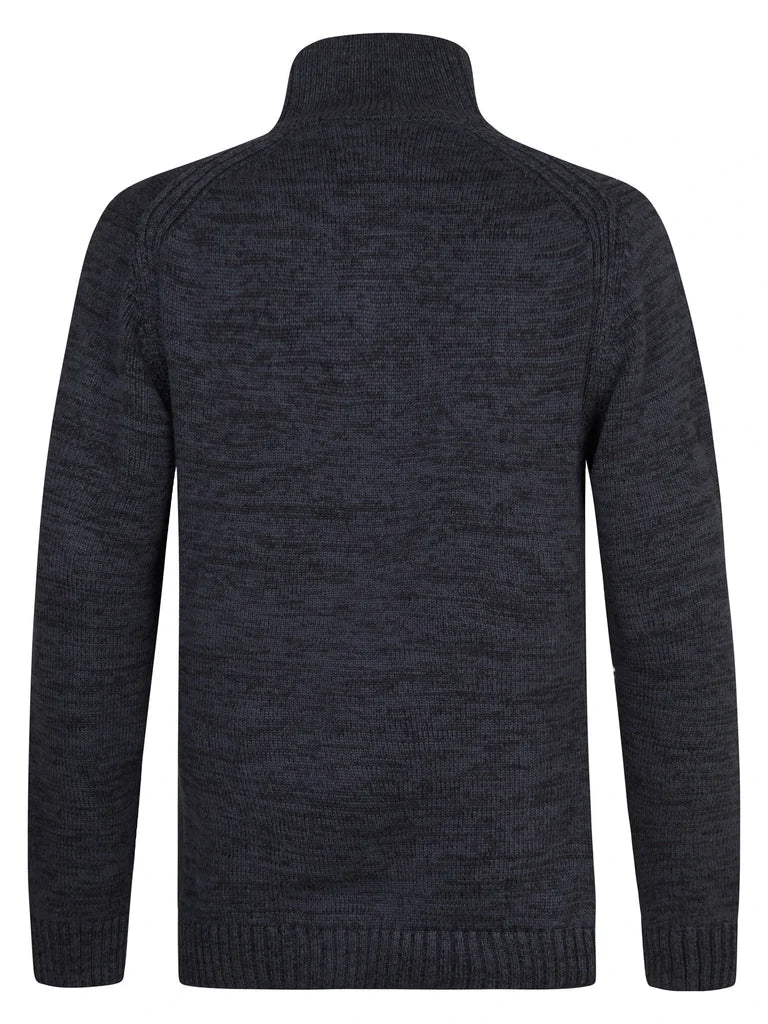 MAGLIONE UOMO A COLLO ALTO IN COTONE RICICLATO PETROL INDUSTRIES CON BOTTONI E ZIP – ROYAL NAVY