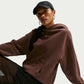 FELPA DONNA NIKE STUDIO FLEECE OVERSIZED– MARRONE