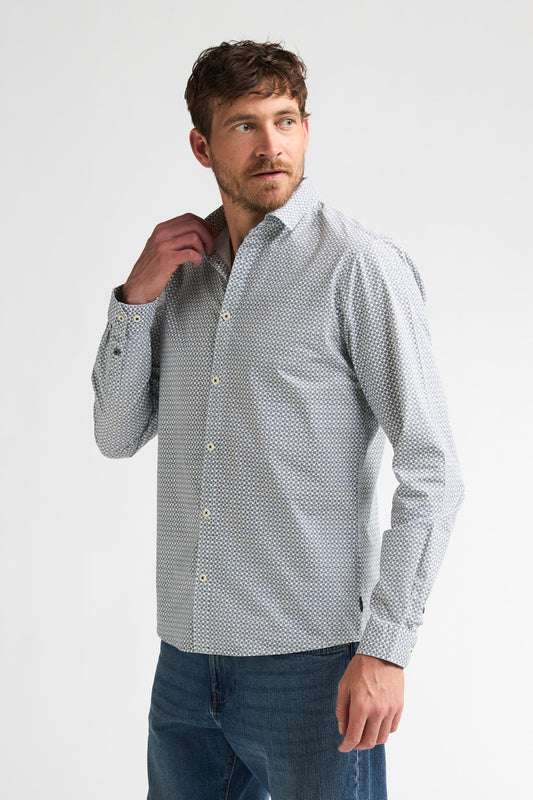 CAMICIA UOMO SLIM FIT COTONE ELASTICIZZATO PETROL INDUSTRIES – GRIGIO