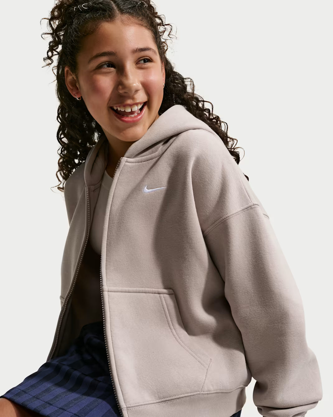 FELPA RAGAZZA NIKE STUDIO FLEECE CROP FULL ZIP – GRIGIO