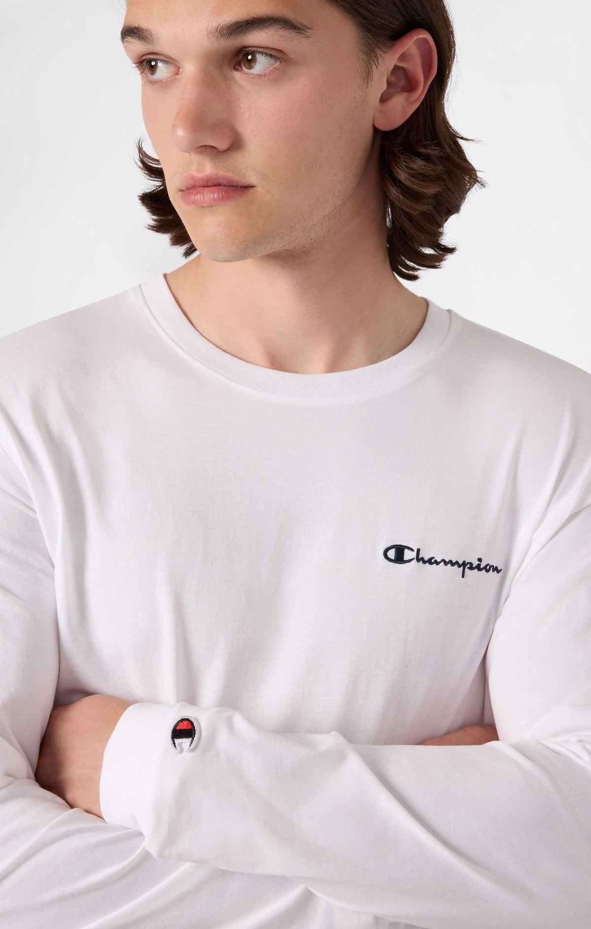 MAGLIA UOMO CHAMPION ICONS MANICA LUNGA – BIANCO