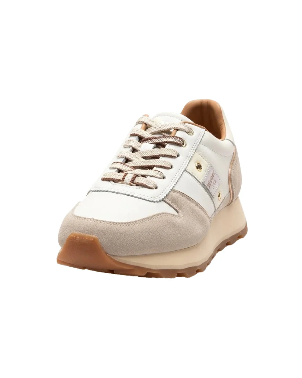 SNEAKERS DONNA BLAUER MILLS01 IN PELLE E SUEDE – CREMA