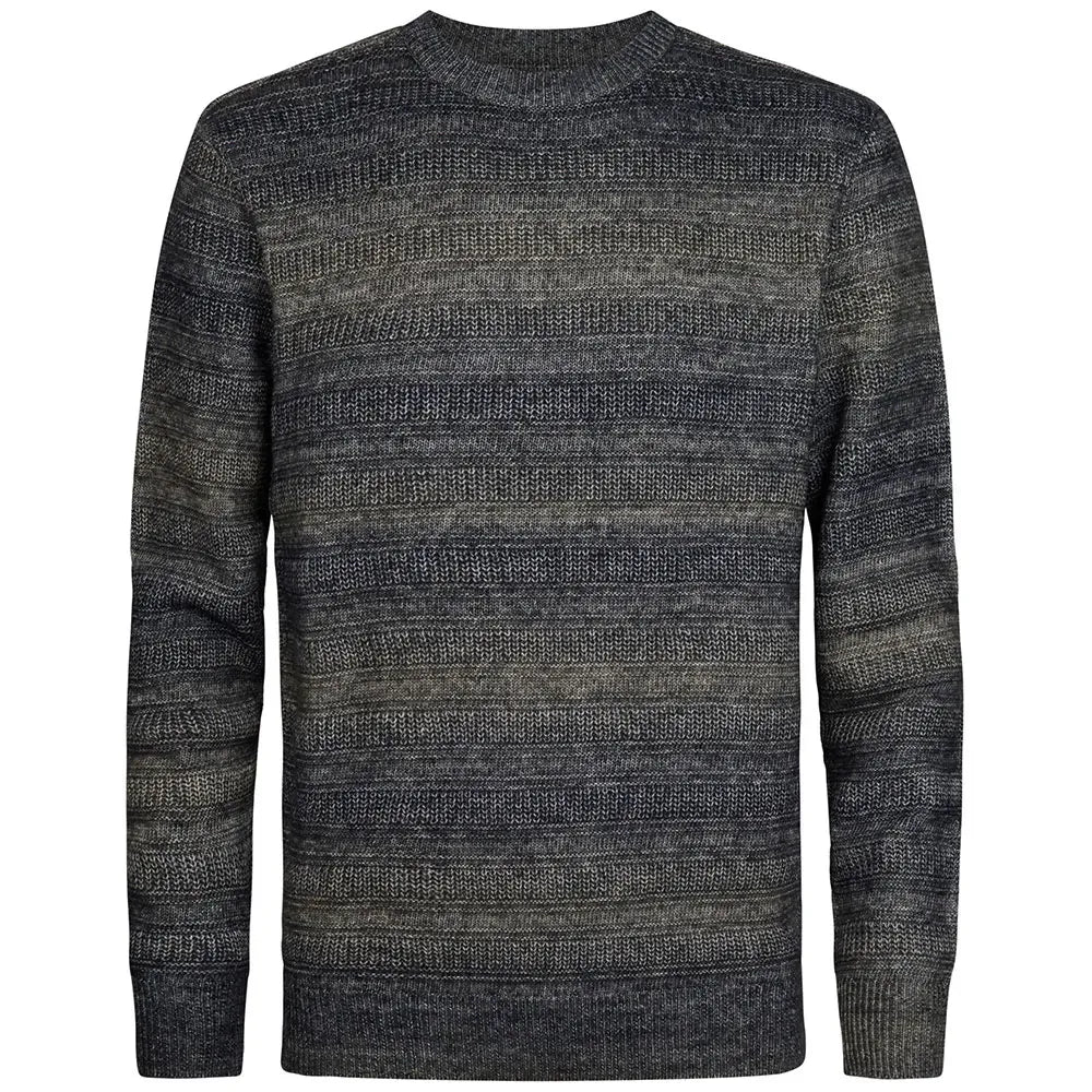 MAGLIA UOMO GIROCOLLO IN COTONE RICICLATO PETROL INDUSTRIES EFFETTO MÉLANGE – ROYAL NAVY