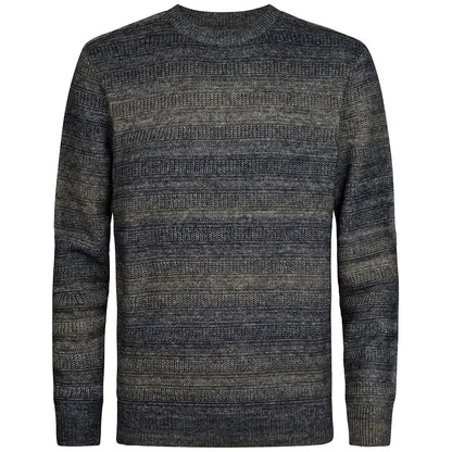 MAGLIA UOMO GIROCOLLO IN COTONE RICICLATO PETROL INDUSTRIES EFFETTO MÉLANGE – ROYAL NAVY