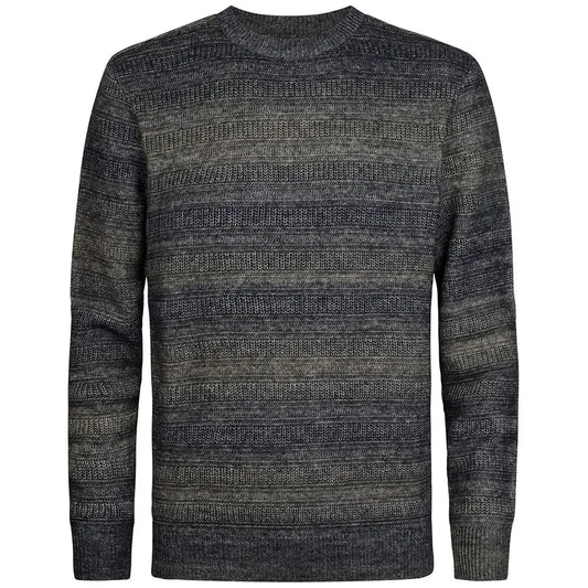 MAGLIA UOMO GIROCOLLO IN COTONE RICICLATO PETROL INDUSTRIES EFFETTO MÉLANGE – ROYAL NAVY