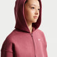 FELPA RAGAZZA NIKE STUDIO FLEECE CROP FULL ZIP – ROSA SMOKE