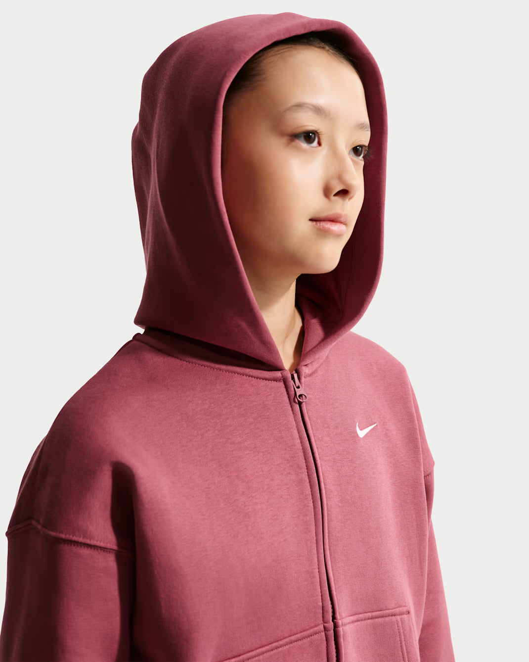 FELPA RAGAZZA NIKE STUDIO FLEECE CROP FULL ZIP – ROSA SMOKE