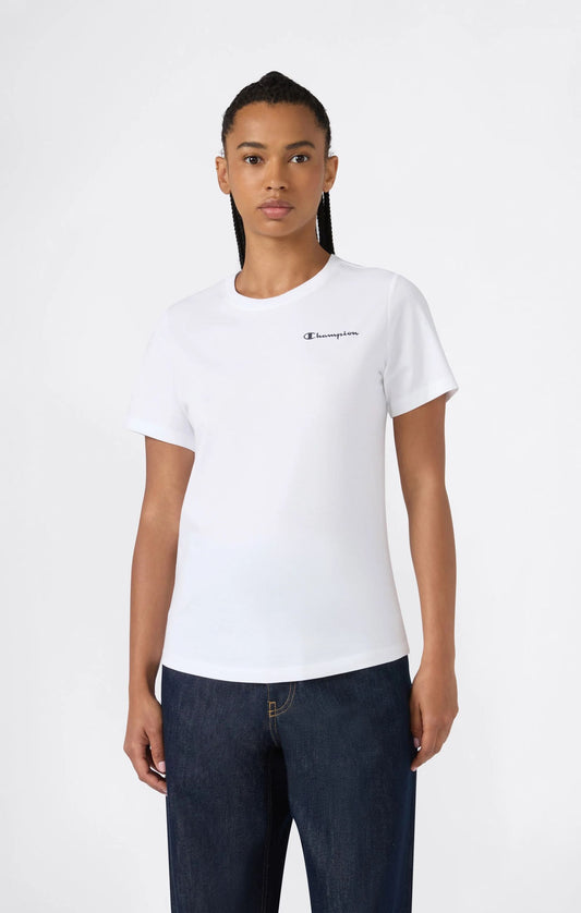 T-SHIRT DONNA CHAMPION SLIM FIT LOGO SCRIPT – BIANCO