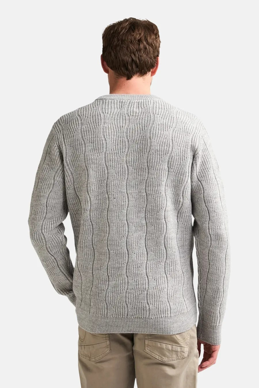MAGLIONE UOMO GIROCOLLO IN MAGLIA PETROL INDUSTRIES BASIC – LIGHT GREY MELEE