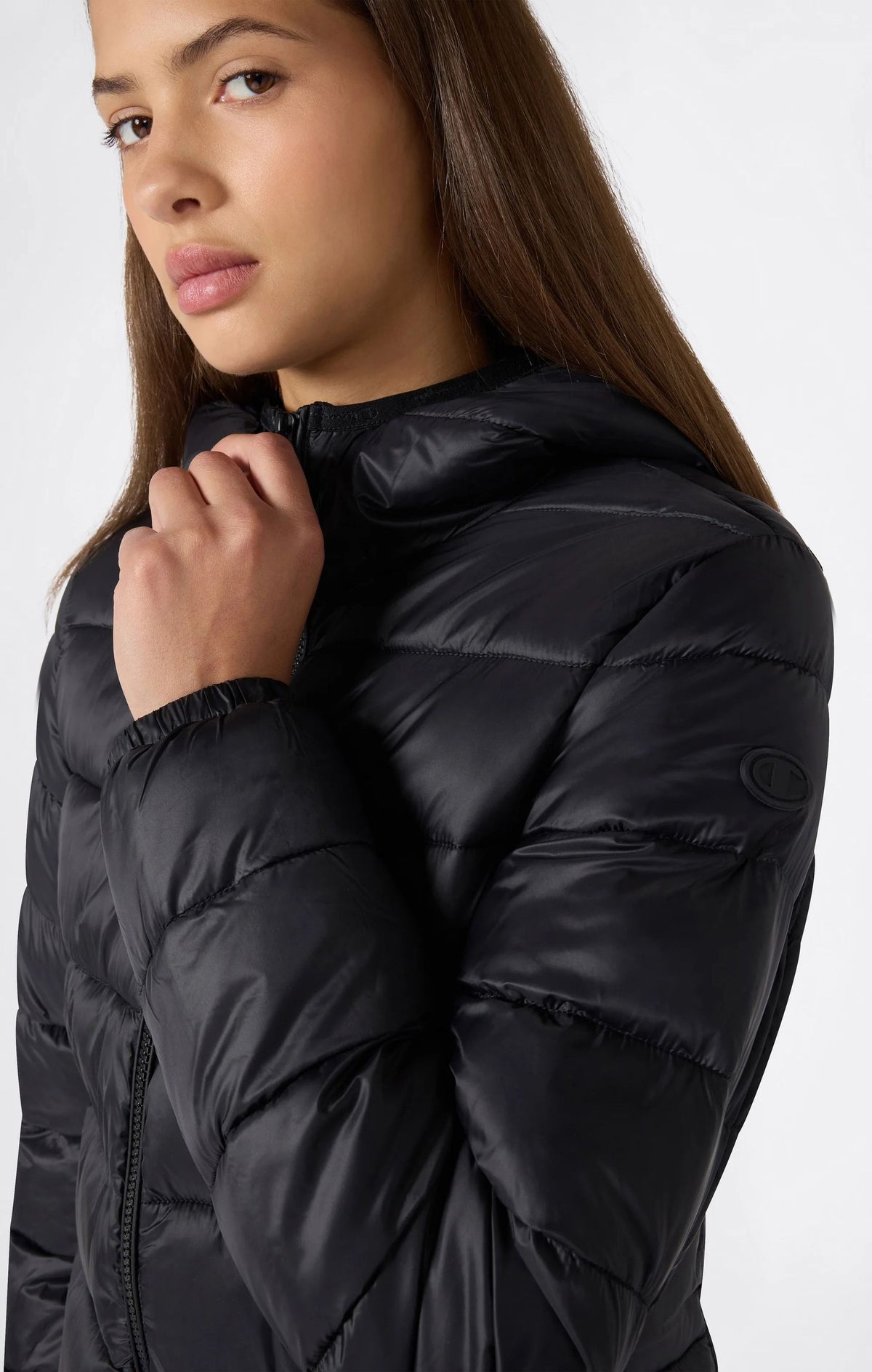 GIACCA DONNA CHAMPION IMBOTTITA CAPPUCCIO – NERO