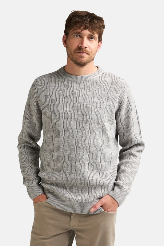 MAGLIONE UOMO GIROCOLLO IN MAGLIA PETROL INDUSTRIES BASIC – LIGHT GREY MELEE
