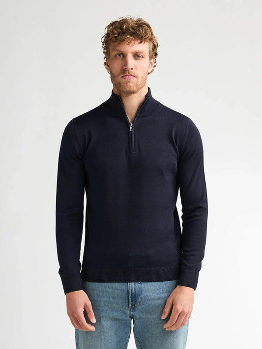 MAGLIONCINO UOMO MEZZA ZIP COTONE PETROL INDUSTRIES REGULAR FIT - BLU