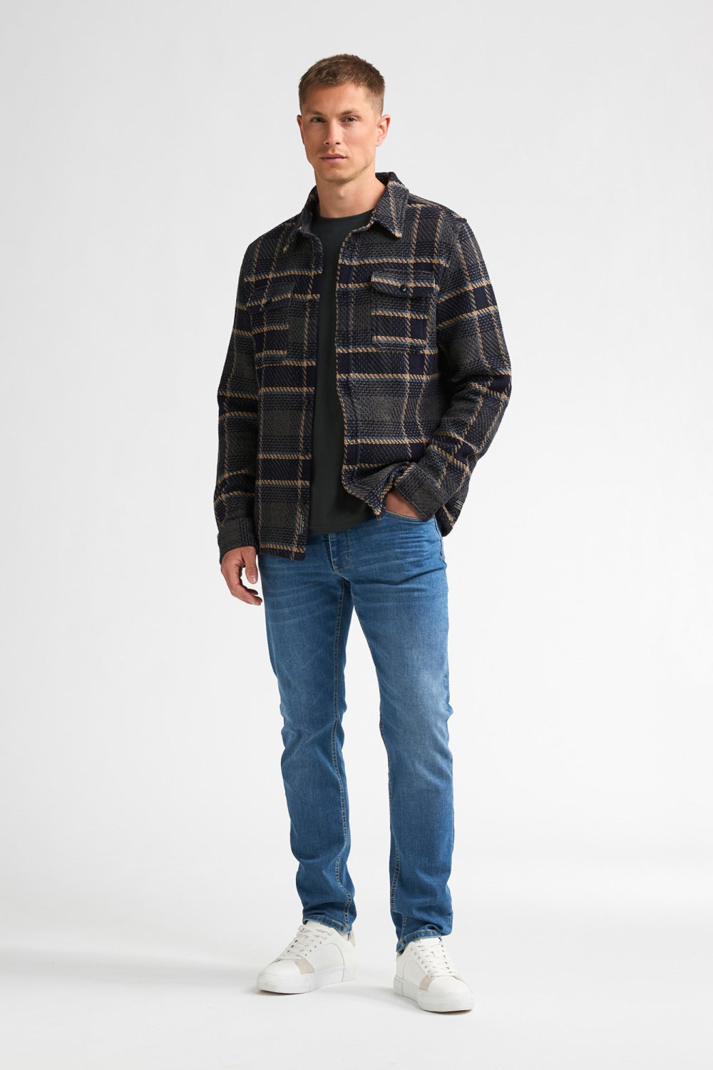 CAMICIA A QUADRI UOMO IN COTONE PETROL INDUSTRIES REGULAR FIT