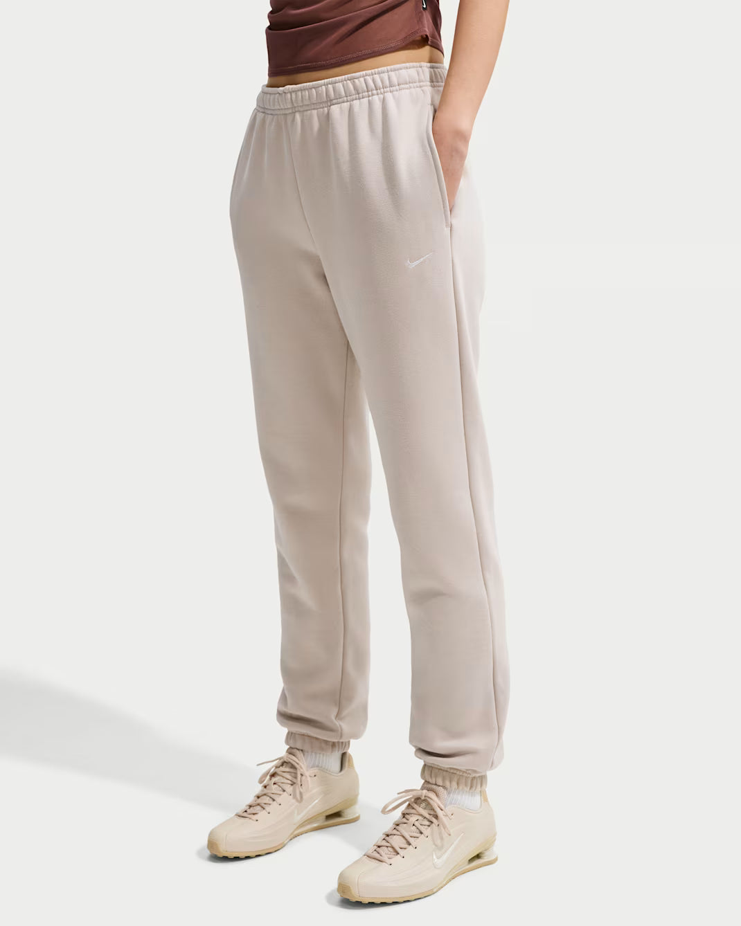 PANTALONI TUTA DONNA NIKE STUDIO LOGO FLEECE – BEIGE