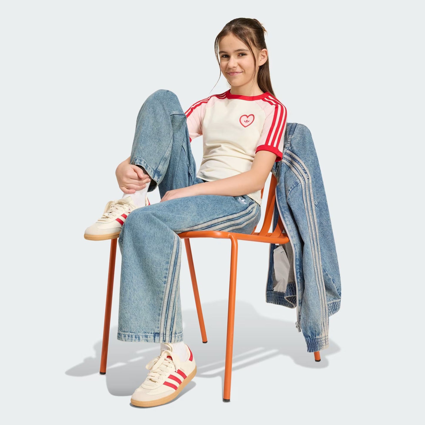 T-SHIRT GIRLS 3 STRIPES SLIM HEART