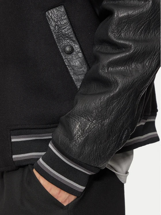 GIACCA BOMBER UOMO JUST CAVALLI MIX LEATHER – NERO