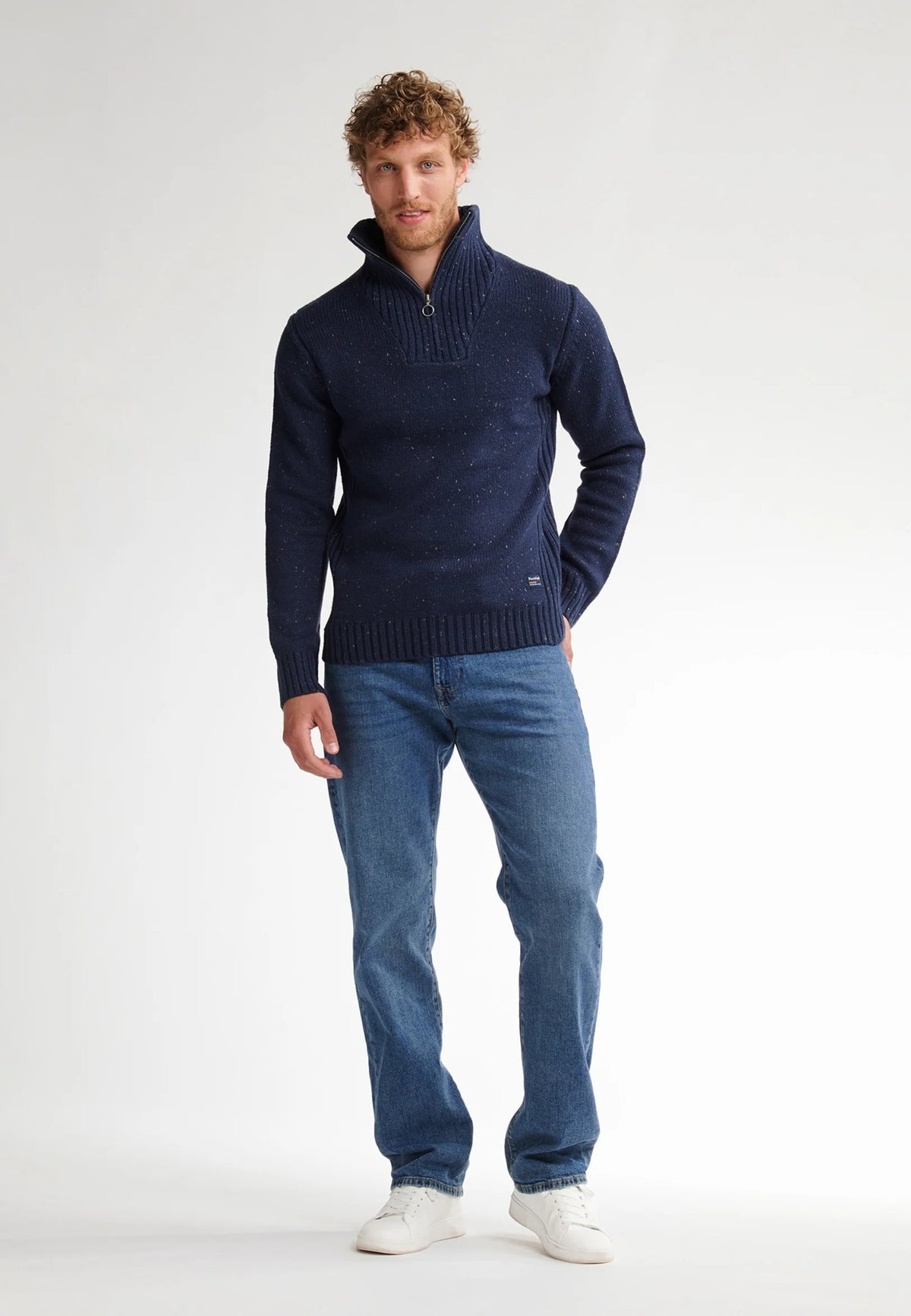 MAGLIONE UOMO IN MAGLIA CON MEZZA ZIP PETROL INDUSTRIES REGULAR FIT – ROYAL BLUE
