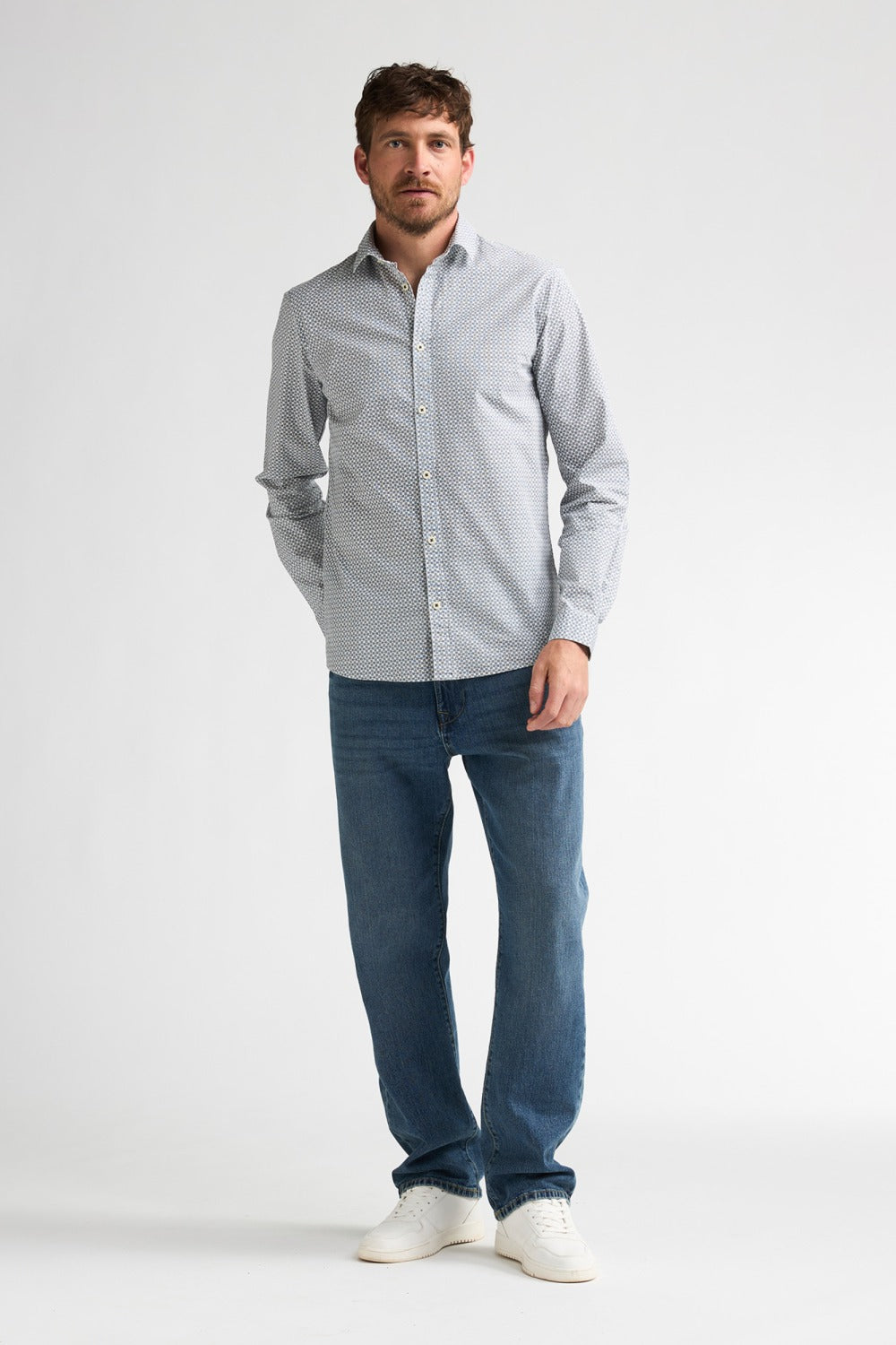 CAMICIA UOMO SLIM FIT COTONE ELASTICIZZATO PETROL INDUSTRIES – GRIGIO